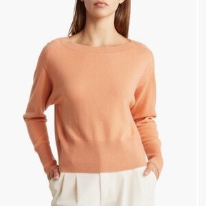 Theory Cashmere Sweater | Oversized Boatneck | Work Casual | Apricot | S